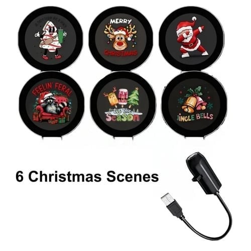 ⏳49% OFF – 🎄HD Christmas Scene Projector | 6 or 10 Festive Projection Discs, USB Plug & Play, 360° Flexible Design & Up to 200 Sq Ft Coverage ✨