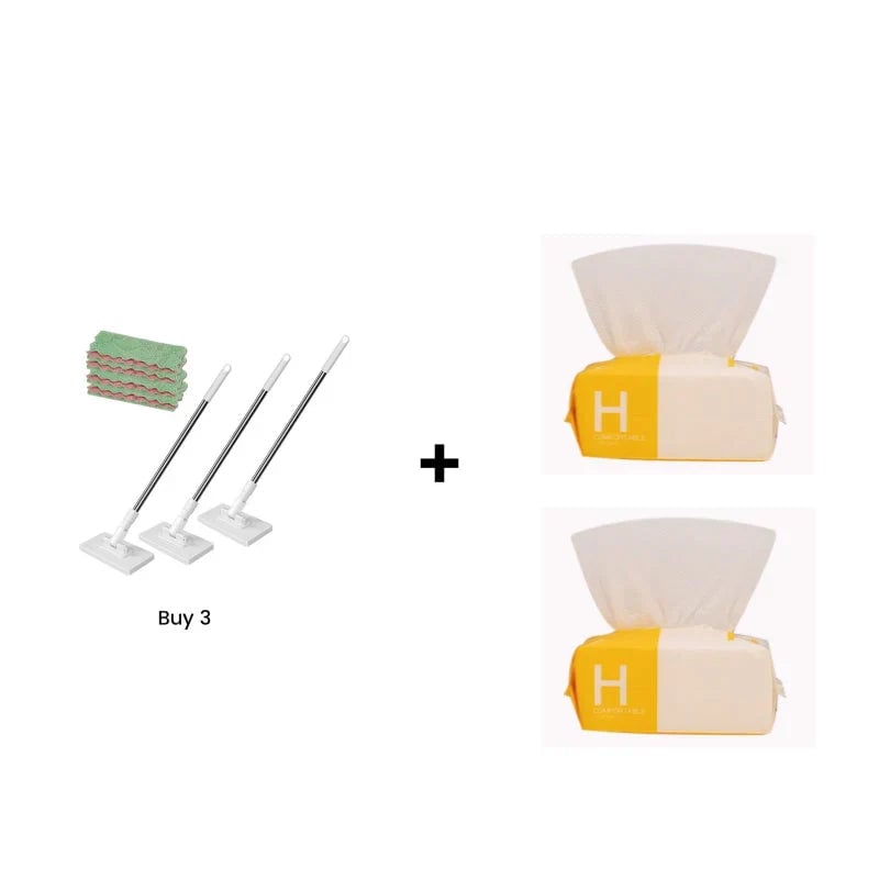 🔥Hot Sale 49% OFF🔥Flat Mop with Stainless Steel Handle, come with Reusable Washable Mop Cloths🏆