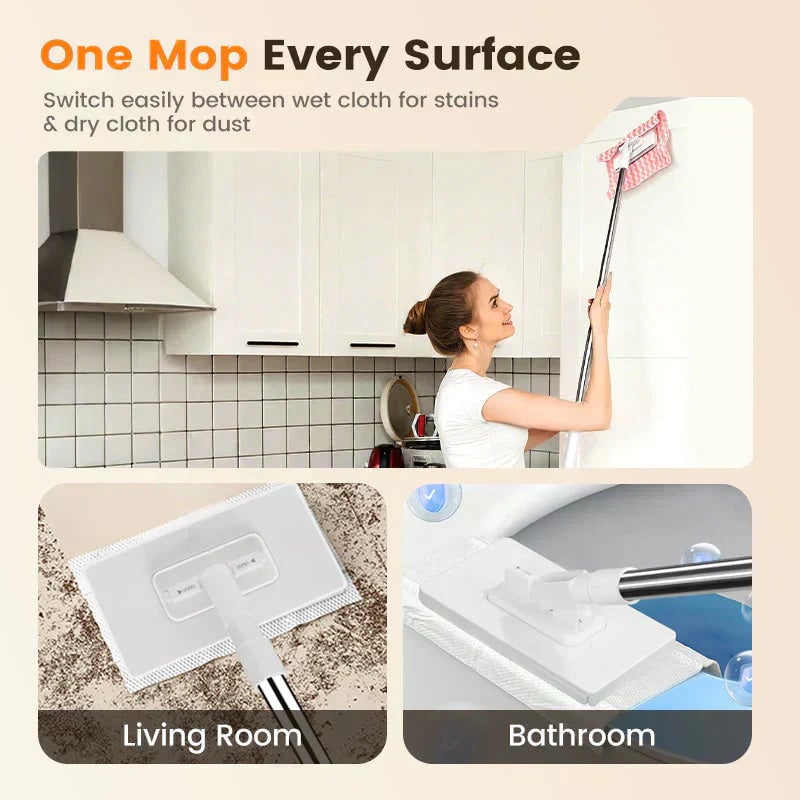🔥Hot Sale 49% OFF🔥Flat Mop with Stainless Steel Handle, come with Reusable Washable Mop Cloths🏆