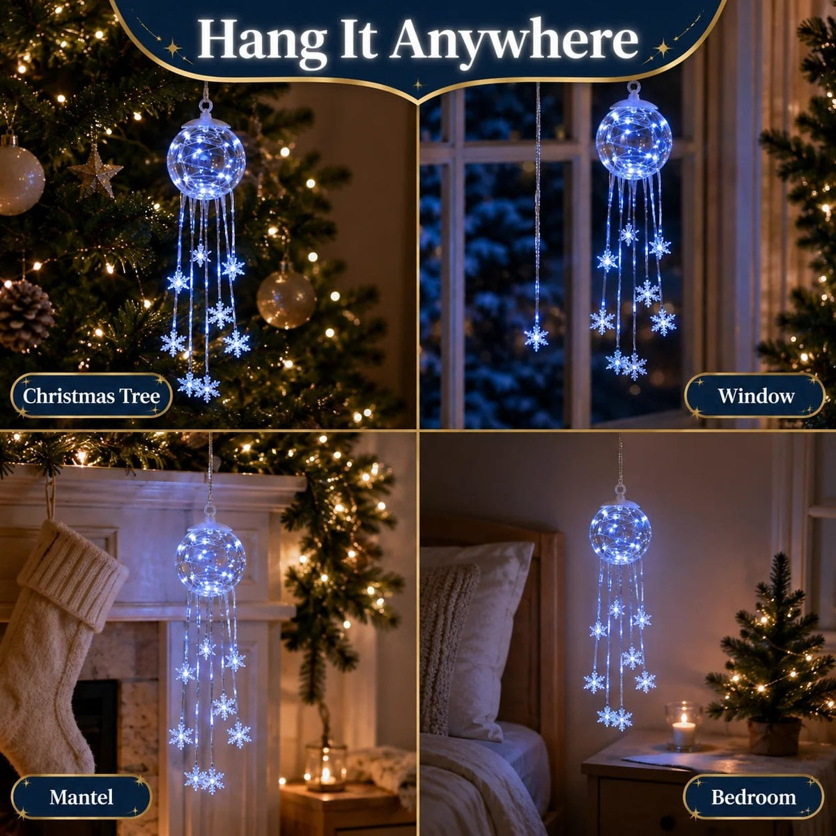 ❄️Winter Magic Snowflake Cascade – LED Hanging Christmas Ornament💙（20*8cm）