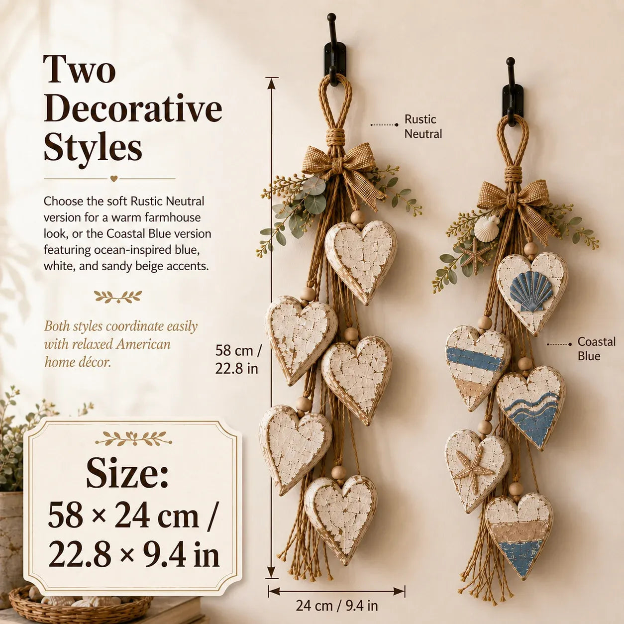 🍂🤎Hanging Heart Wall Decor -  💡A Cozy Touch For Your Home