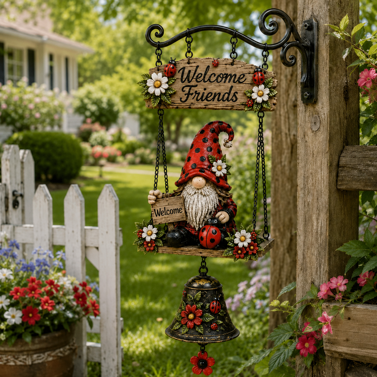🥳2026 HOT SALE🥳💞50K+ SOLD! 🔔🧙‍♂️Gnome Welcome Doorbell Outdoor Decor – Charming gnome figure with clear melodic bell. Durable zinc alloy, weatherproof & easy to hang – a whimsical welcome for every guest! 🏠✨