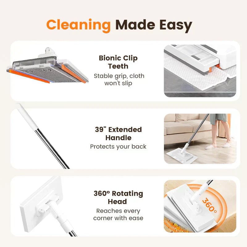 🔥Hot Sale 49% OFF🔥Flat Mop with Stainless Steel Handle, come with Reusable Washable Mop Cloths🏆