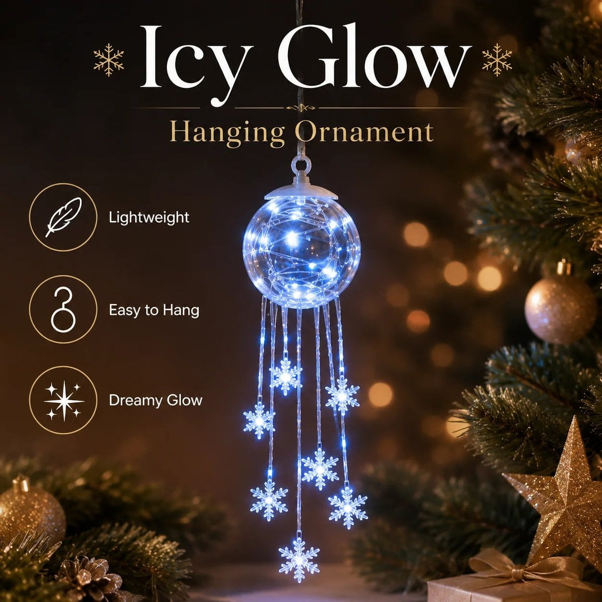 ❄️Winter Magic Snowflake Cascade – LED Hanging Christmas Ornament💙（20*8cm）