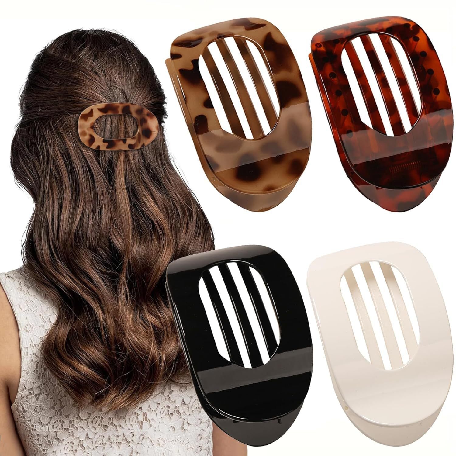 Elegant Matte Solid Color Hair Clip（4 pcs）