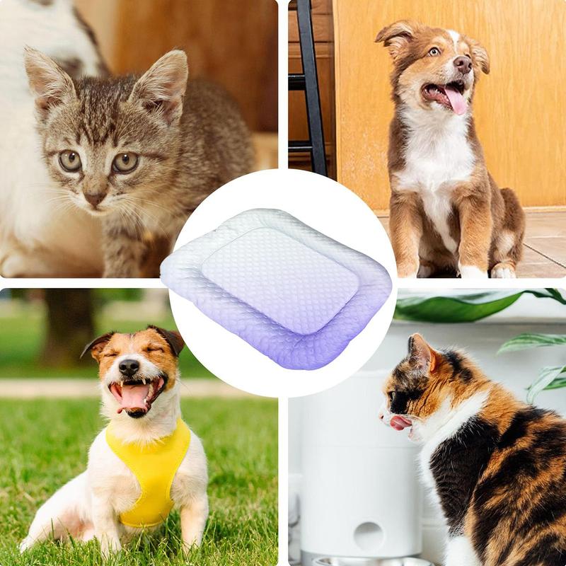🐶🐱Pet Cooling Pad Mat for Dogs and Cats - Ice Silk Summer Cool Bed Blanket in Gradient Colors, Breathable Soft Sleeping Cushion for Indoor Floors Sofas