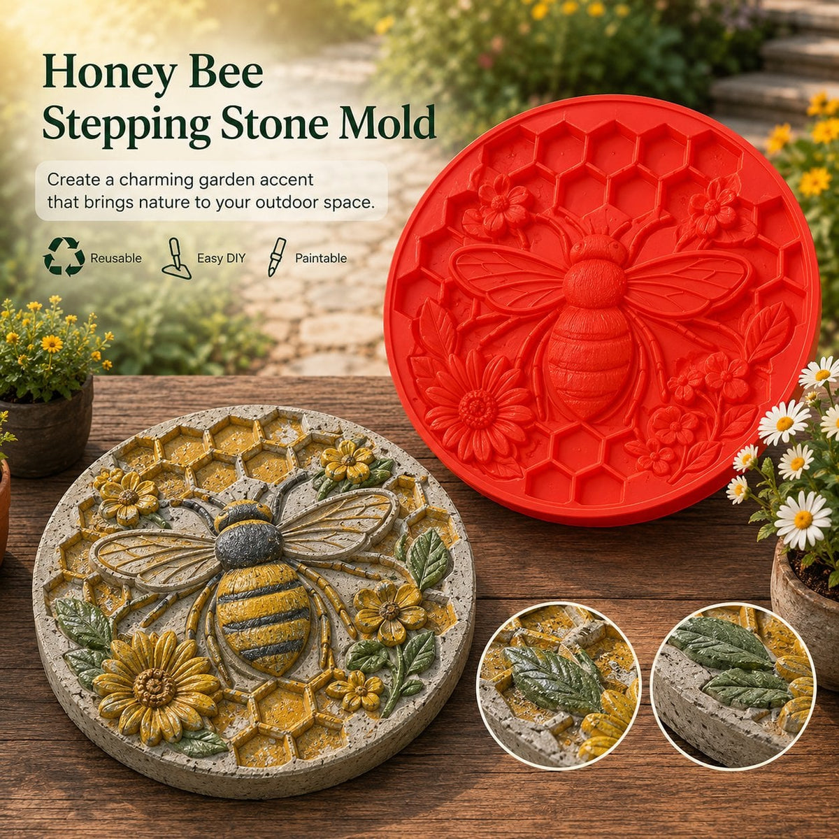 💥Last Day 49% OFF - 🌻 Reusable Sunflower Stepping Stone Mold