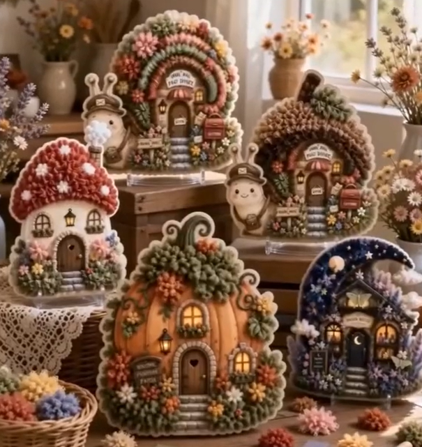 🔥Last Day 49% OFF - ✨Whimsical Village 3D Fabric Poke Art Kit