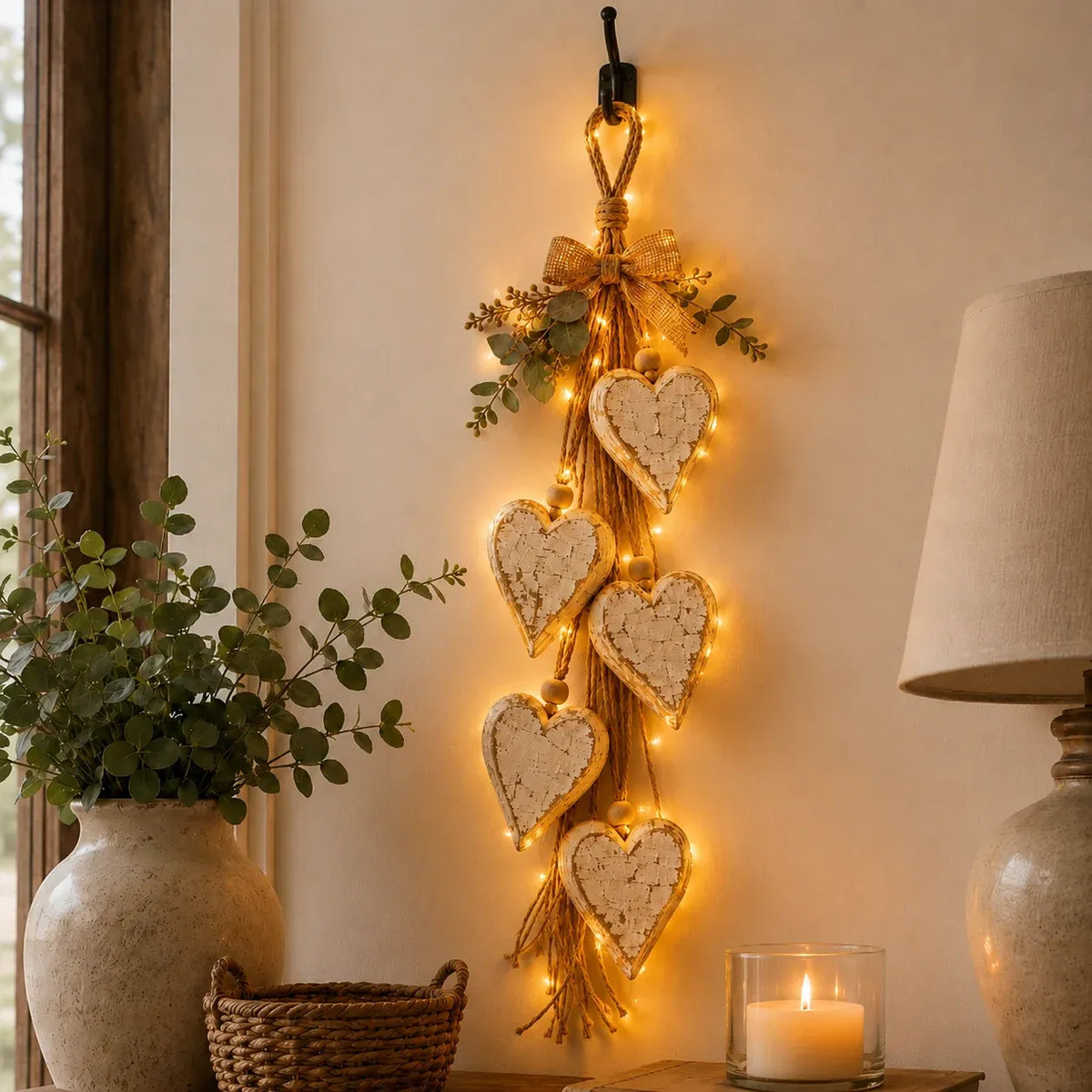 🍂🤎Hanging Heart Wall Decor -  💡A Cozy Touch For Your Home