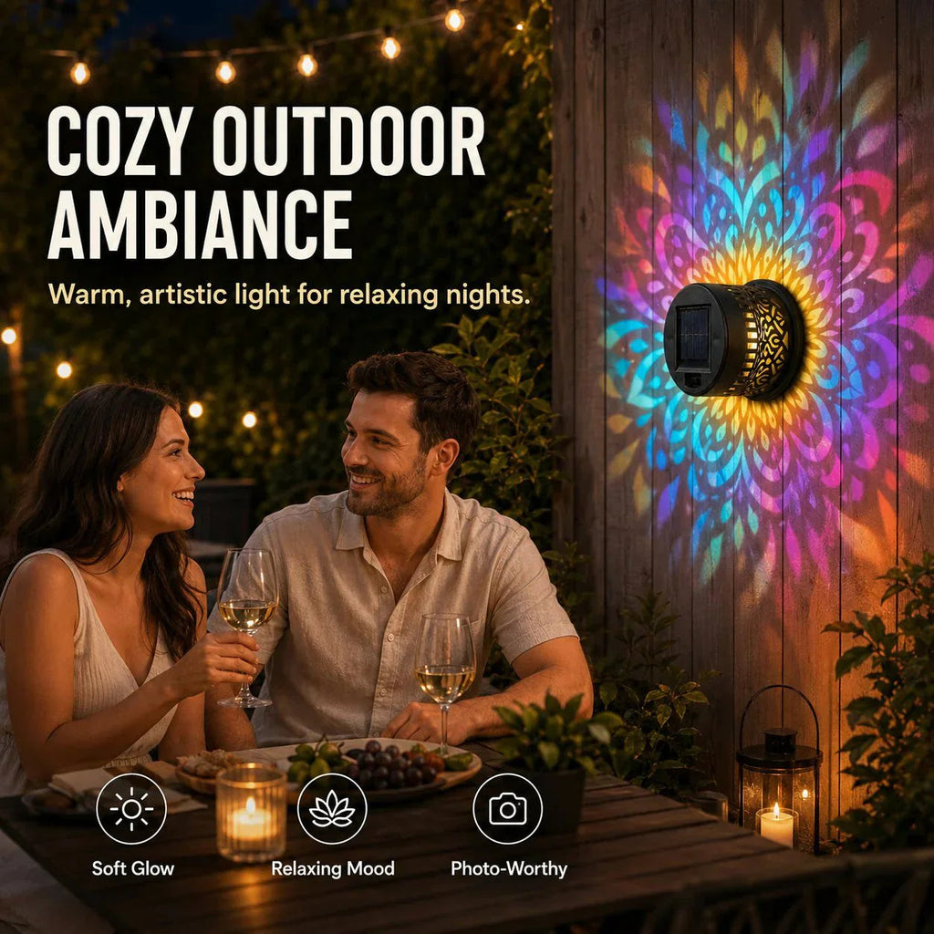 🌀💥Limited Sale - 49% OFF🌞💡Solar Mandala Wall Light Outdoor Garden Fence Projector Lamp Patio Ambient Decor