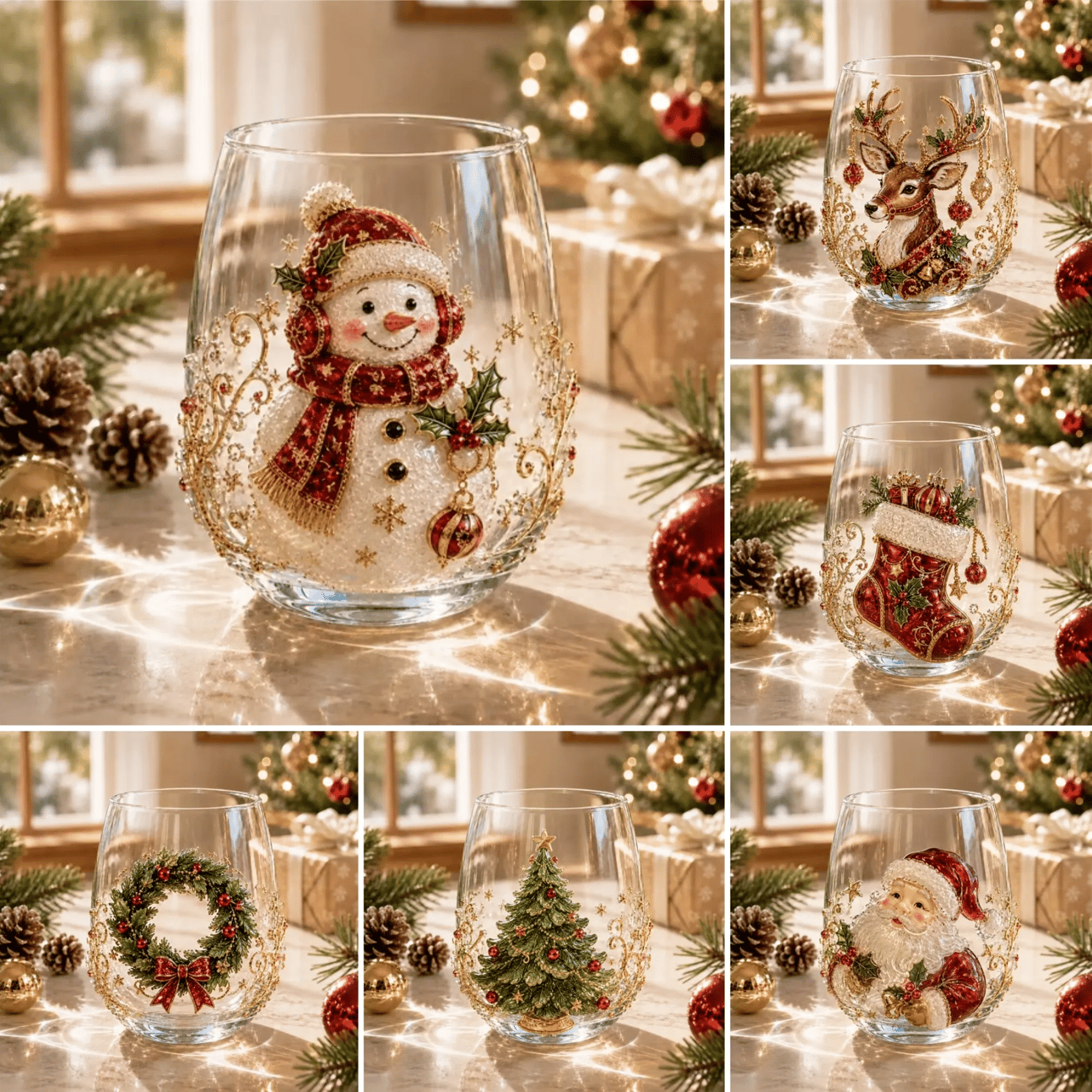 🎄✨Cup Collection Magical Christmas 3D Glass🎅