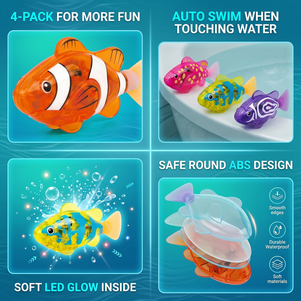 Buy 1 Get 1 Free🐟Induction Activated | LED Light Up | Auto-Swimming Bath Toy
