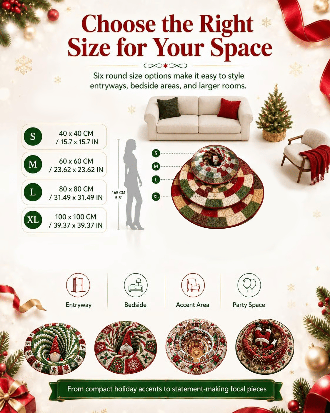 🎄3D Christmas Gnome Optical Illusion Round Rug | Fun Festive Home Decor Must‑Have⭐🏠🎁