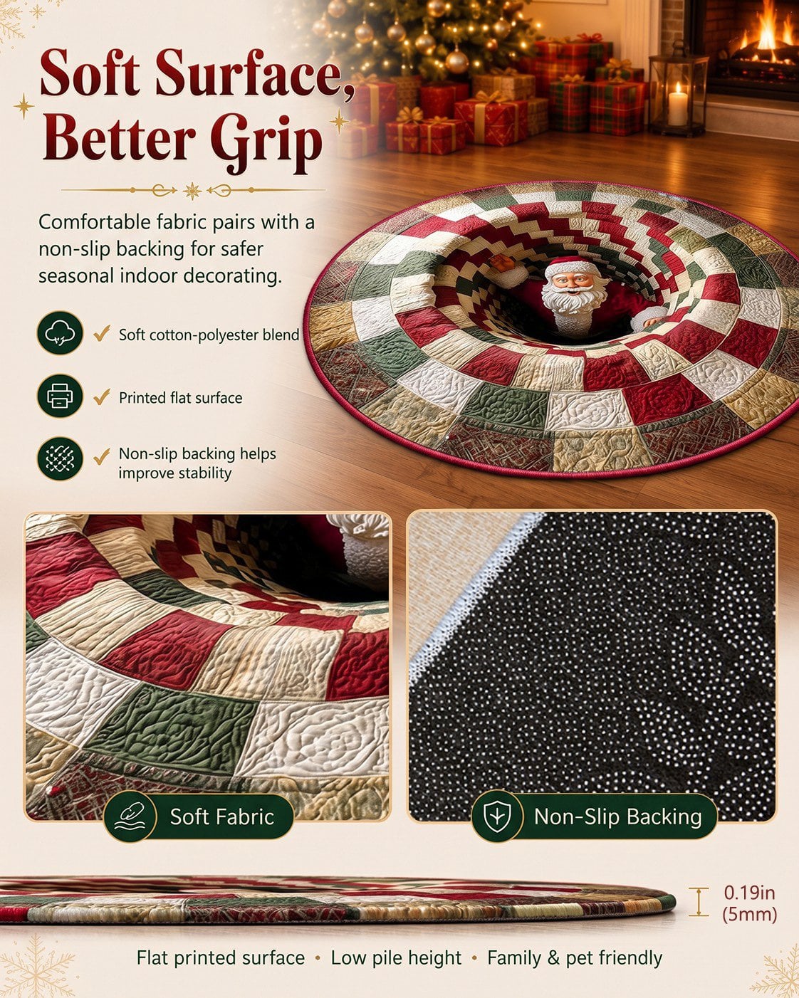 🎄3D Christmas Gnome Optical Illusion Round Rug | Fun Festive Home Decor Must‑Have⭐🏠🎁