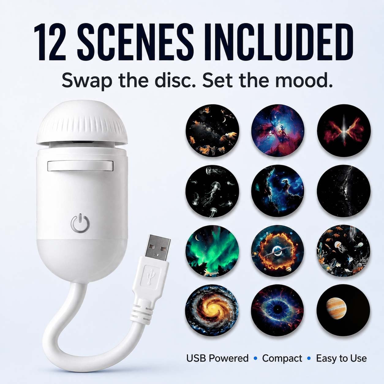 2-in-1 Galaxy Projector & Night Light, 360° Adjustable LED Space Galaxy Lamp, Milky Way Mood Lighting, HD Image Star