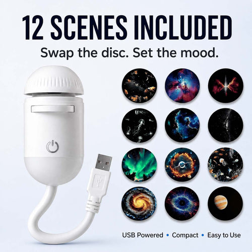 2-in-1 Galaxy Projector & Night Light, 360° Adjustable LED Space Galaxy Lamp, Milky Way Mood Lighting, HD Image Star