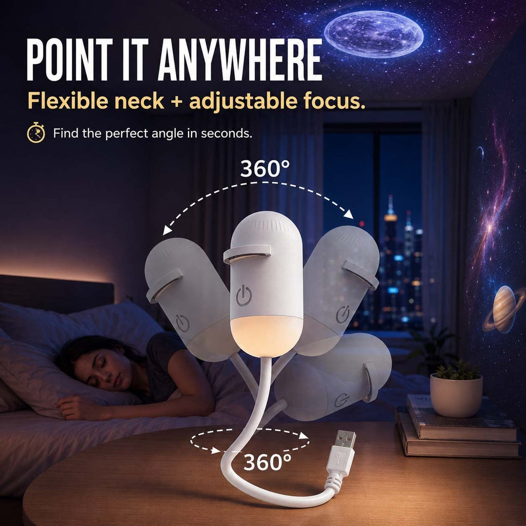 2-in-1 Galaxy Projector & Night Light, 360° Adjustable LED Space Galaxy Lamp, Milky Way Mood Lighting, HD Image Star