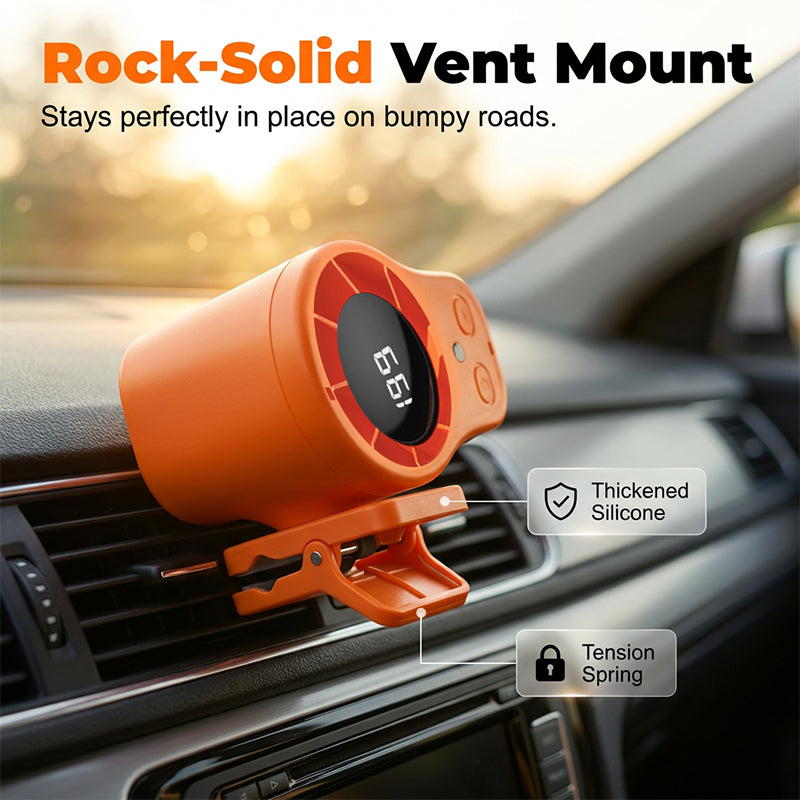 ❄️Summer cool-down deal⚡50K+ SOLD!🔥Joytutus Car Clip-On Fan – USB Rechargeable with LED Display, 360° Swivel, 100-Speed Stepless Cooling – Perfect Father's Day Gift 💨🎁