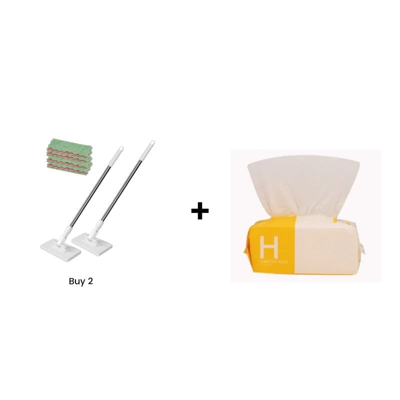 🔥Hot Sale 49% OFF🔥Flat Mop with Stainless Steel Handle, come with Reusable Washable Mop Cloths🏆