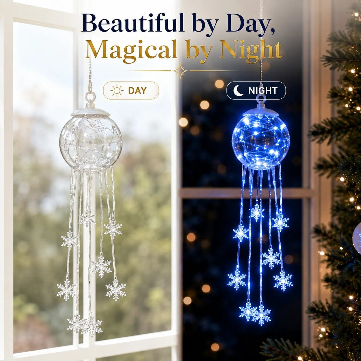 ❄️Winter Magic Snowflake Cascade – LED Hanging Christmas Ornament💙（20*8cm）