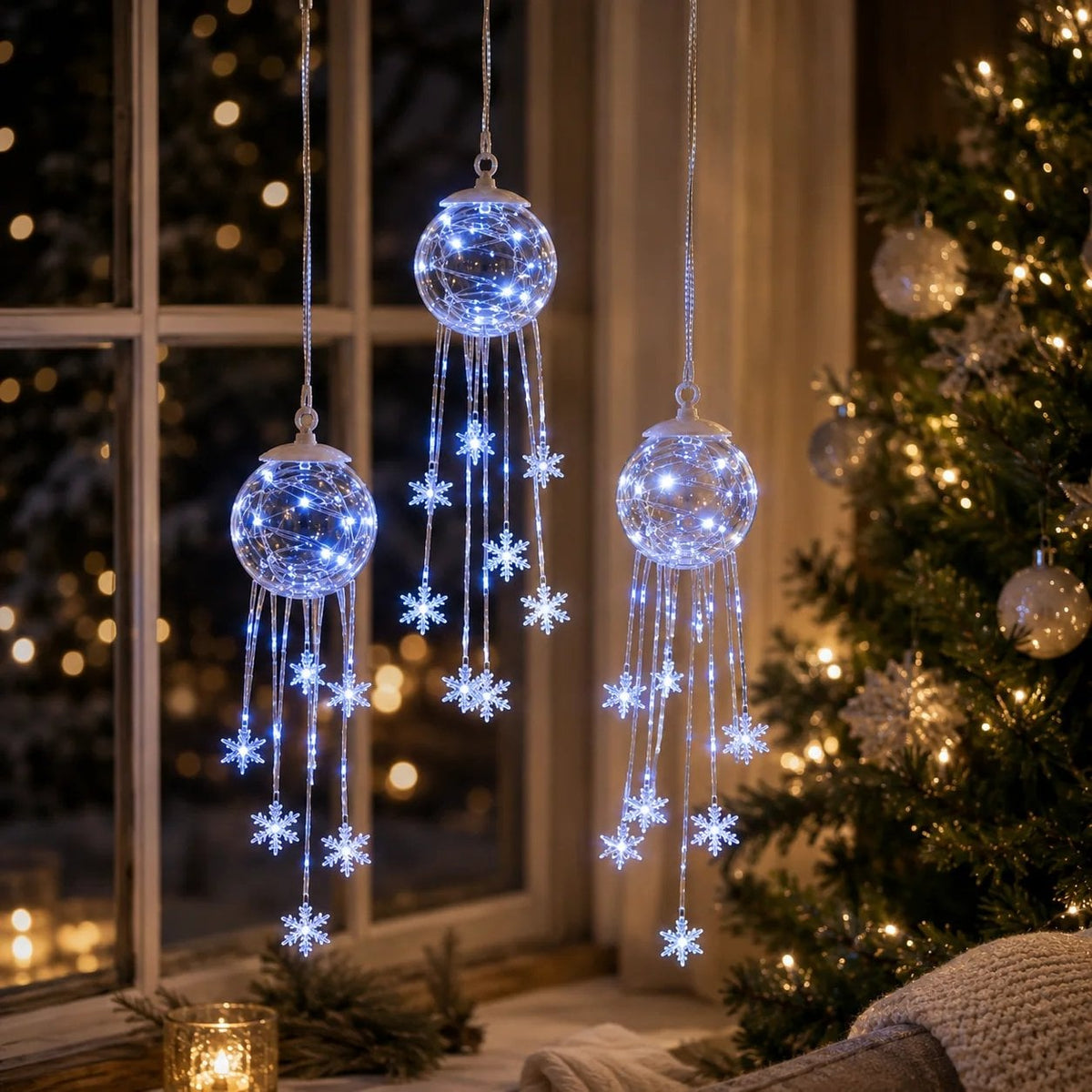 ❄️Winter Magic Snowflake Cascade – LED Hanging Christmas Ornament💙（20*8cm）
