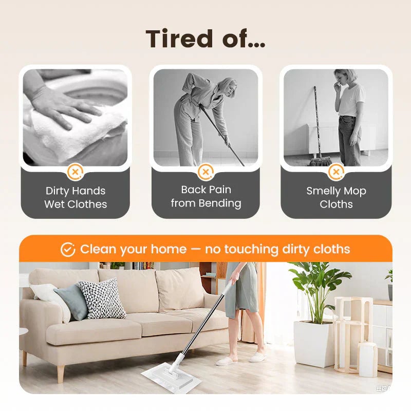 🔥Hot Sale 49% OFF🔥Flat Mop with Stainless Steel Handle, come with Reusable Washable Mop Cloths🏆