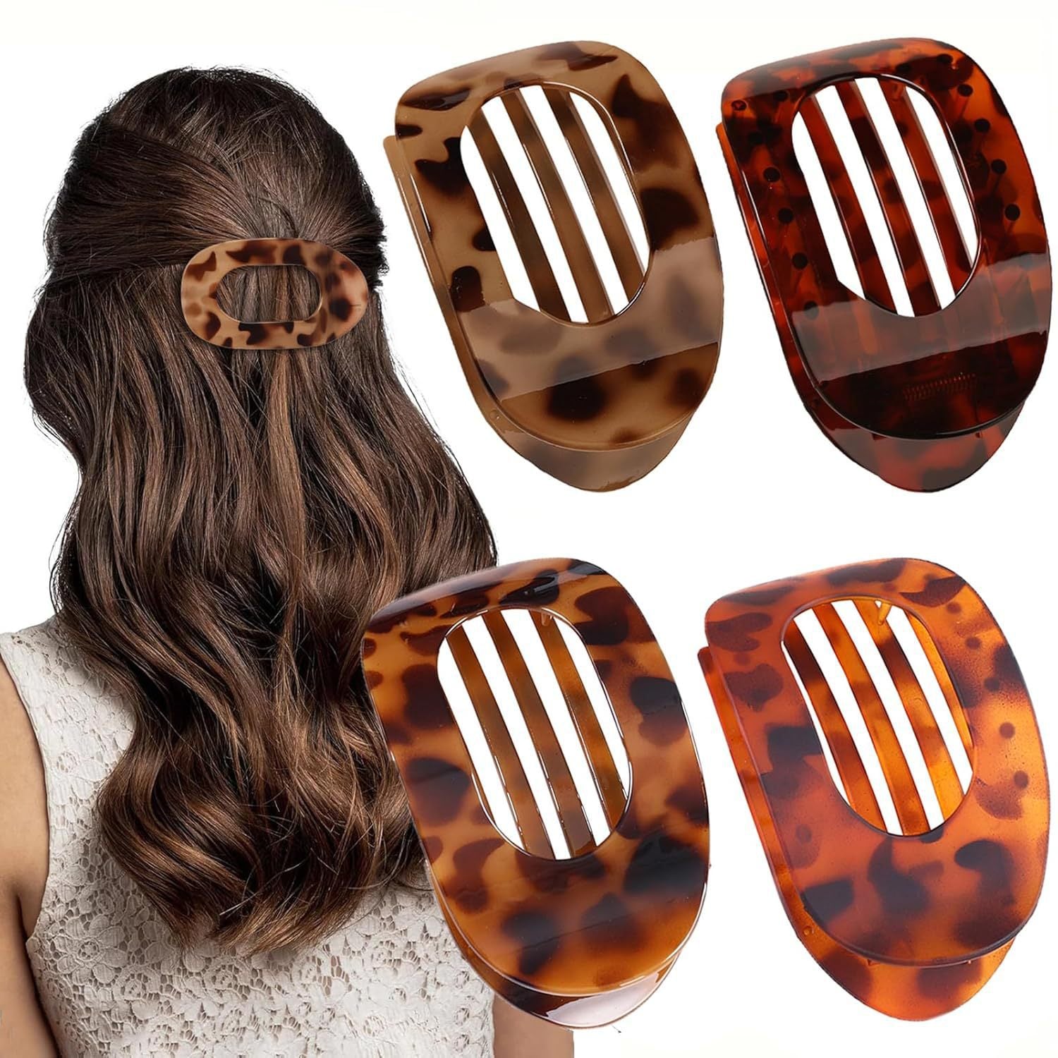 Elegant Matte Solid Color Hair Clip（4 pcs）