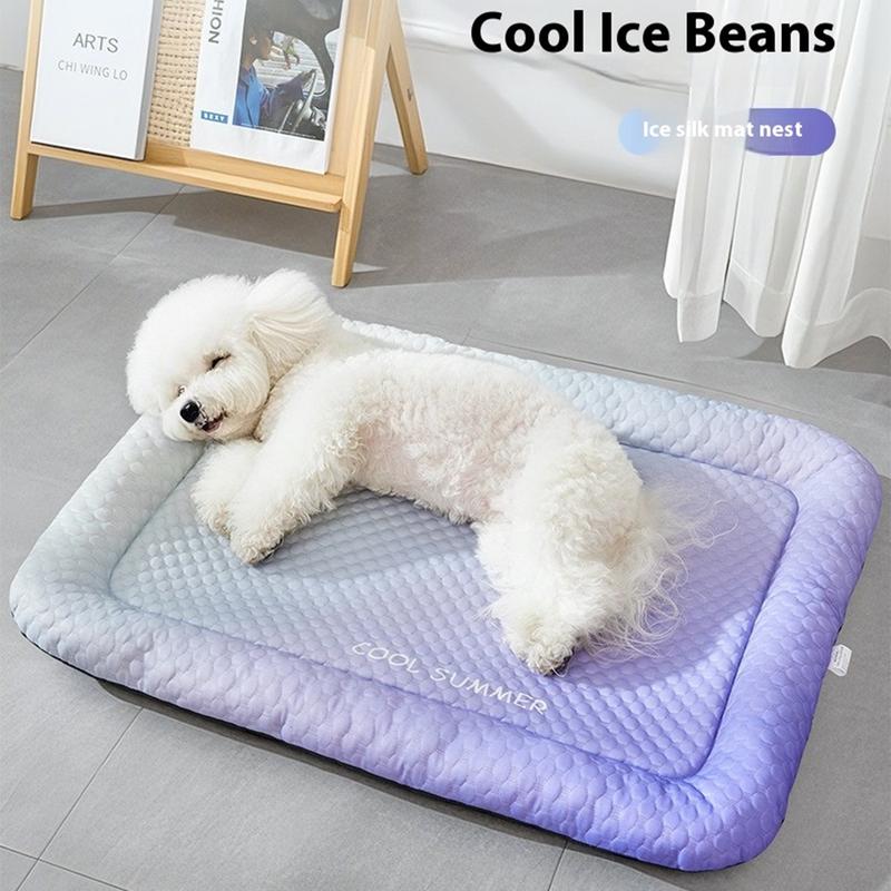 🐶🐱Pet Cooling Pad Mat for Dogs and Cats - Ice Silk Summer Cool Bed Blanket in Gradient Colors, Breathable Soft Sleeping Cushion for Indoor Floors Sofas