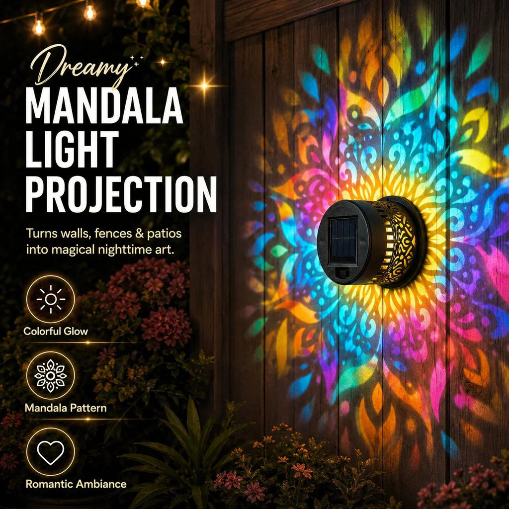 🌀💥Limited Sale - 49% OFF🌞💡Solar Mandala Wall Light Outdoor Garden Fence Projector Lamp Patio Ambient Decor