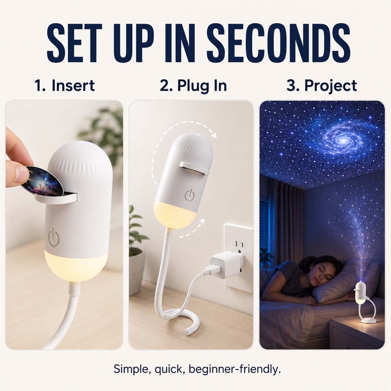 2-in-1 Galaxy Projector & Night Light, 360° Adjustable LED Space Galaxy Lamp, Milky Way Mood Lighting, HD Image Star