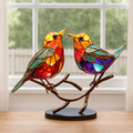 Stained Glass Birds on Branch Desktop Ornaments 🕊️