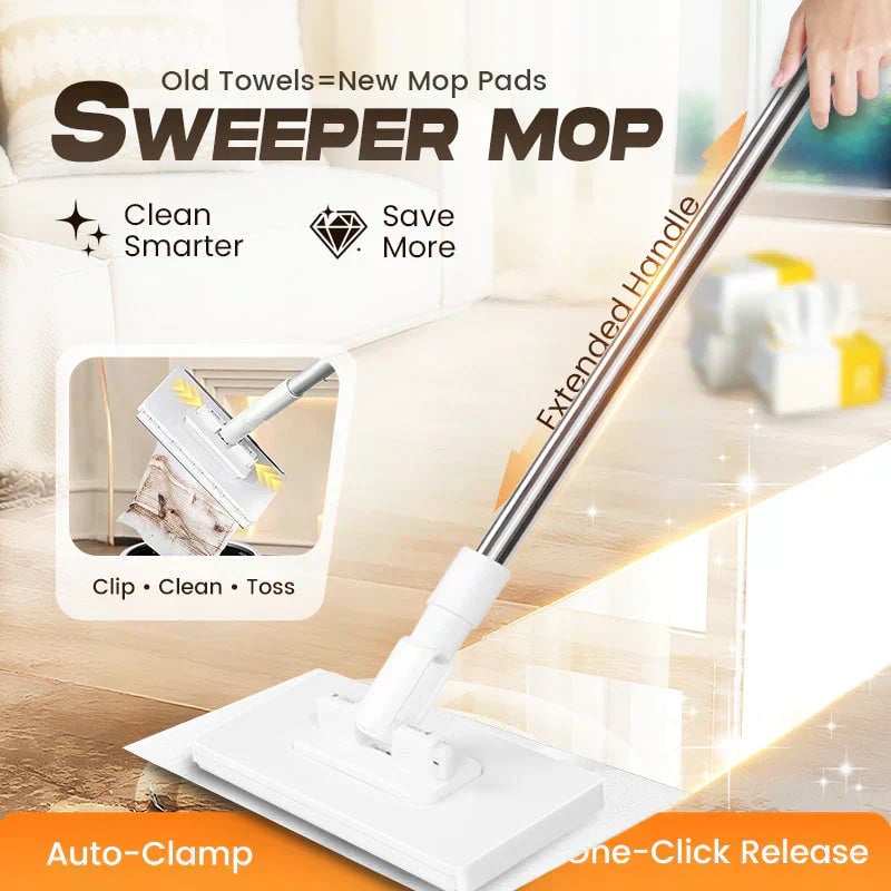 🔥Hot Sale 49% OFF🔥Flat Mop with Stainless Steel Handle, come with Reusable Washable Mop Cloths🏆