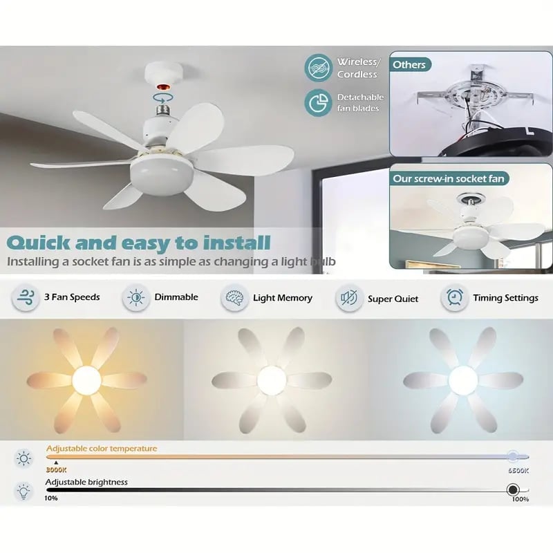 🏆🔥SmartBreez™ PRO 40W LED Ceiling Fan Light – 20.5” Ultra-Quiet with Remote 🎯 | For Bedroom 😴, Kitchen 👩‍🍳 & Garage 🛠️ – UK Ready! 🇬🇧