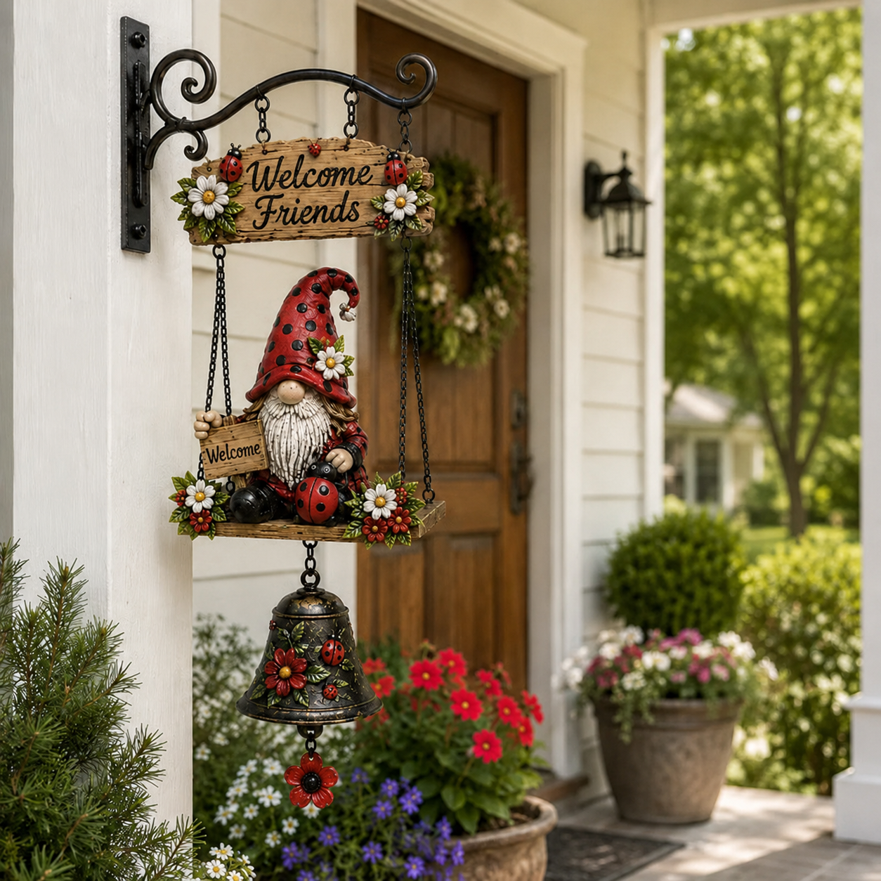 🥳2026 HOT SALE🥳💞50K+ SOLD! 🔔🧙‍♂️Gnome Welcome Doorbell Outdoor Decor – Charming gnome figure with clear melodic bell. Durable zinc alloy, weatherproof & easy to hang – a whimsical welcome for every guest! 🏠✨
