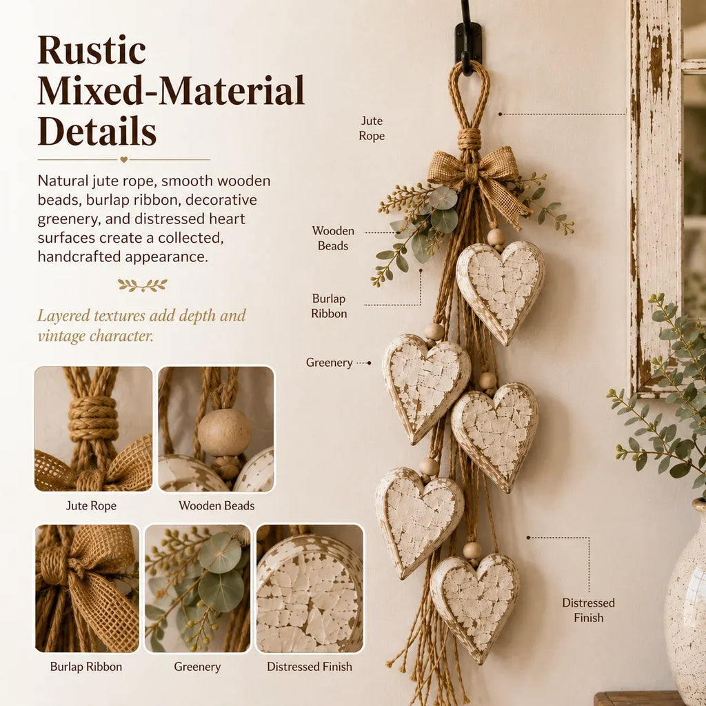 🍂🤎Hanging Heart Wall Decor -  💡A Cozy Touch For Your Home
