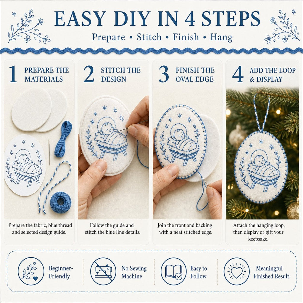 ⏳ 49% OFF – 🧵Beginner-Friendly DIY Heirloom Oval Embroidery Ornament Kit Collection | Complete Kit with All Tools & Step-by-Step Guide Included 💕