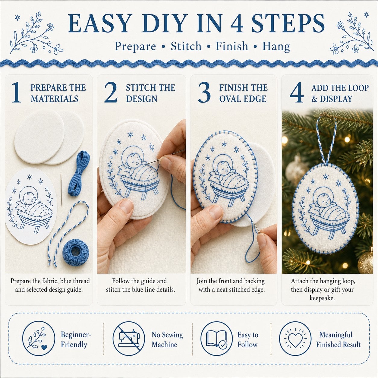 ⏳ 49% OFF – 🧵Beginner-Friendly DIY Heirloom Oval Embroidery Ornament Kit Collection | Complete Kit with All Tools & Step-by-Step Guide Included 💕