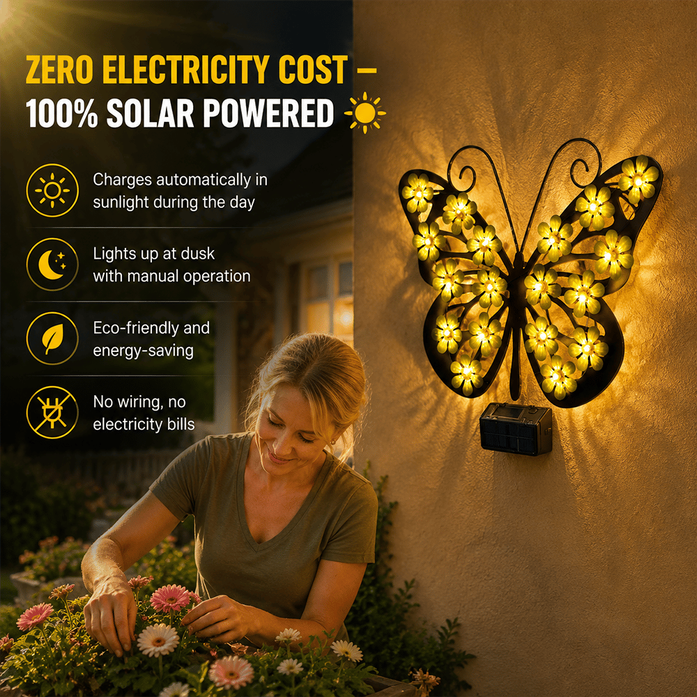 Beautiful Solar Metal Butterfly Garden Light