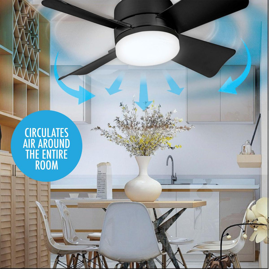 🏆🔥SmartBreez™ PRO 40W LED Ceiling Fan Light – 20.5” Ultra-Quiet with Remote 🎯 | For Bedroom 😴, Kitchen 👩‍🍳 & Garage 🛠️ – UK Ready! 🇬🇧