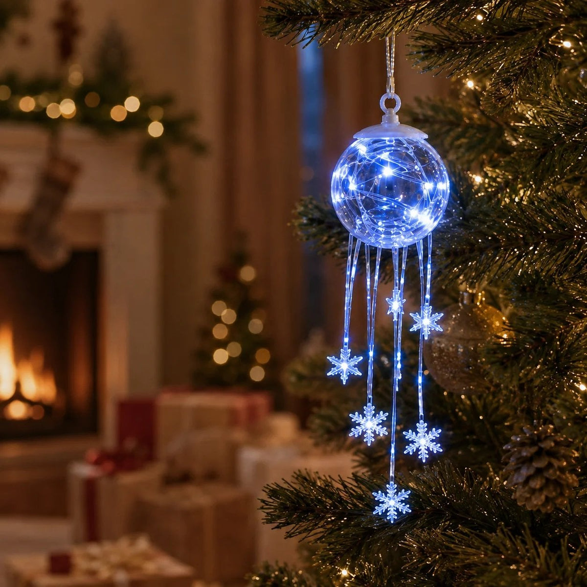 ❄️Winter Magic Snowflake Cascade – LED Hanging Christmas Ornament💙（20*8cm）