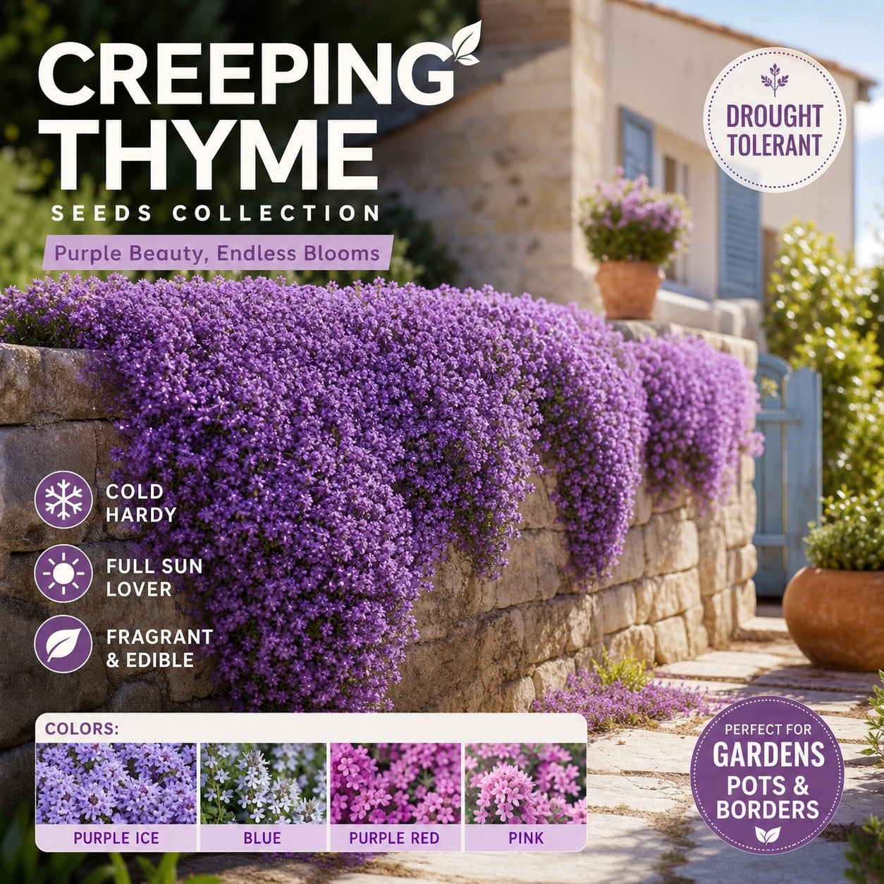🌸 Creeping Thyme – Colourful Ground Cover Seeds