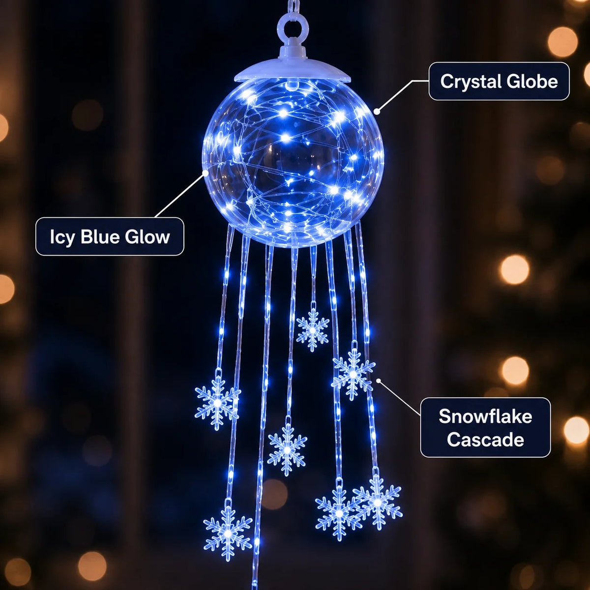❄️Winter Magic Snowflake Cascade – LED Hanging Christmas Ornament💙（20*8cm）