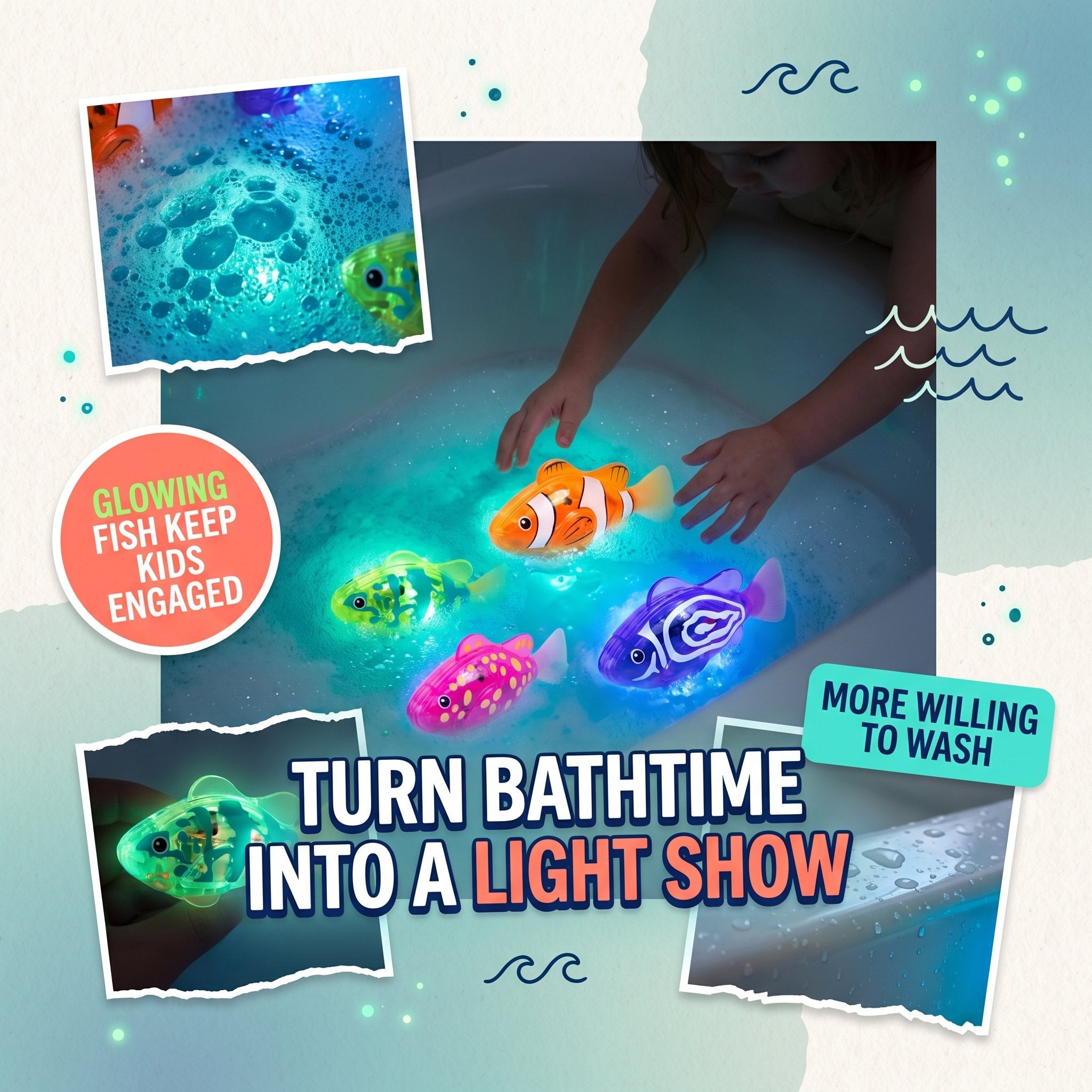 Buy 1 Get 1 Free🐟Induction Activated | LED Light Up | Auto-Swimming Bath Toy
